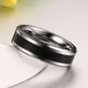 Black Esmalte Inlay Wedding Ring Promessa Aniversário 6mm Carboneto De Tungstênio Prata Anéis Pretos Gravura Livre