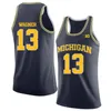 Mit8 Custom Michigan Wolverines 2020 Basketball 2 Isaiah Livers 3 Zavier Simpson 15 Jon Teske 55 Eli Brooks Webber Maillot Blanc Jaune Bleu Marine