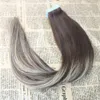 Omber Tape in Hair Extensions Color 3 Fading to 24 Highlighted Tape in Extensions Human Hair 8A Grade Glue in Extensions 100g406679513