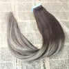 Omber Tape in Hair Extensions Kleur 3 Vervagend naar 24 Tape in Extensions met highlights Echt haar 8A-kwaliteit Lijm in Extensions 100g405899917