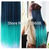 Ombre dark to blue cosplay hair clip in hair extension straight synthetic mega hair pad popular women039s hairpiece accesso3857430