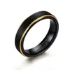 Domilay Mens Basic Tungsten Steel Black Gold-color Stepped Edges Finish Center Rings for Male Wedding Engagement Band Jewelry