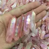 5 peças gota natural rosa titânio aura cristal de quartzo ponto de pedra preciosa cura chakra ponto de cristal para fazer joias 1018525