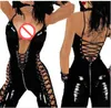 Sexy vrouwen lingerie erotische jumpsuit backless faux lederen paal danskostuum #t78