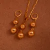 Anniyo guldfärg pärla smycken sätter runt hängande halsband / boll örhängen för kvinnor arab / afrikansk etiopisk smycken gåva # 106406