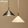 aluminium kegel hanglamp moderne houtsuspensie opknoping licht restaurant Hotel Cafe Bar Shop Office Home Living Bed Dinning Room Lighting