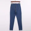 Frühling Neue Frauen Zurück Zipper Design Jeans Denim Blau Bleistift Jeans Sexy Hohe Taille Lange Hosen Dünne Dünne Tragen Hosen