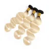 Racine noire 1B 613 Ombre Body Wave Poules de cheveux vierges avec fermeture en dentelle Brésilien Blonde Blonde Heuvil Terrèmes avec 4x4 Top Closur9847486