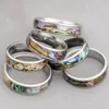 36PCS Natural Shellfish Abalone Shell Inlay 316L Stainless Steel Quality Rings 6mm Width Retro Wedding Engagement Pupular Ring Wholesale lot
