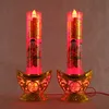 Fontes de Buda Vermelho Elétrica LED Lingotes luz de velas Castiçal De Plástico um par economia de energia