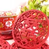 Estilo chinês Não-tecido Dupla Felicidade Coasters Fontes Do Casamento Presente de Aniversário Favores Do Copo Mat Mat Vermelho