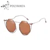 Polariserade solglasögon högkvalitativa kvinnor märke designer solglasögon tvillingbalkar ram heptagonal lins ursprungliga läderlåda
