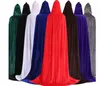 Vuxen unisex sammet solid färg lång hooded cloak halloween kostym fest cape