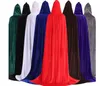 Volwassen Unisex Fluwelen Effen Kleur Lange Cape Cloak Halloween Kostuum Party Cape