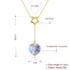 Menrose Véritable S925 en argent sterling coeur pendentif en cristal collier Saphir Bleu et Or 2 Couleurs Tendances De La Mode Bijoux Cadeau fo230s