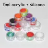 Hoge kwaliteit kleurrijke 5ml plastic container insert gezonde wax Kleine heldere containers met deksel siliconen potten dab wax container