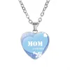 новый стиль мама Любовь 8 стили стекло сердце ожерелье серебряная цепь кулон ожерелье День матери подарок ожерелье женщины