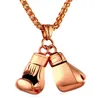 U7 мужчин ожерелье золото цвет нержавеющей стали хип-хоп цепь пара боксерская перчатка подвеска шарм мода спортивные фитнес ювелирные изделия оптом