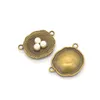 100 st Bird Nest Connector Charms med 3 faux Pearl Egg 22x30mm Bra för DIY Craft, smycken