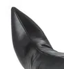 Femmes noir talon haut bout pointu sur le genou bottes hautes dames cuissardes longues bottes talon aiguille grande taille en gros