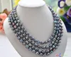 4ROW 20 "8- 9mm Nature Black Baroque Freshwater Pearl Necklace
