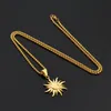 Fashion Hip Hop Jewelry Sun Pendant Necklaces Men Women 18k Gold Plated 70cm Long Chain Stainless Steel Design Necklace for Gifts4568595