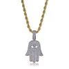 Hip Hop Micro-incrusté Zircon œil percé main de Fatima pendentif collier chaîne en or hommes femmes bijoux cadeaux 311b