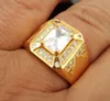 Fashion Jewelry For Men's18k Gold Plated Signet Band HipHop Micropave CZ Crystal Men's Ring Size 8-15#161