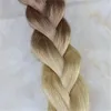 # 613 20Pcs 50G için Renkli Uzantıları Tam Kafa İki Ton Ombre Saç Uzantıları Dip Boya Saç Rengi # 18 Koyu Kül Blonde Tutkal