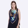 Ny Twill Silk Scarf Women Spanien Royal Floral Printing Square Scarves Fashion Wrap Female Foulard Large Hijab Shawl Neckerchief 130*130cm