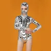 Nachtclub Pailletten Spiegel Onepiece Bodysuit Vrouwen Sexy Zilveren Zangeres Dans Stadium Kostuum Outfit Show Kleding Jurk Wear1482220