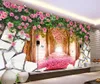 Papier peint 3D Mural décor Photo toile de fond rêveur pétales de fleurs de cerisier violet rose TV fond mur Art Mural pour salon grande peinture