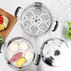 Household Double Layer Small Steamer Pot Stainless Steel Multi-layer Steamer Pot Apply to Gas and Induction Cooker