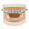 Hip Hop Clássico Dentes Grills Golde Cor Banhado CZ Micro Pave Exclusivo Top Bottom Gold Grillz Set266q