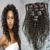 Clip en extensiones de cabello 100g afro rizado clip en extensiones Clip brasileño en extensiones de cabello humano Cabeza completa 9Pcs / Set 100G