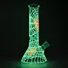 Glow In The Dark Hookahs Glas Beker Bongs Spider Web Jellyfish Bong Oil Dab Rig Rechte buis Waterleidingen Ijs Knijpen met Kom