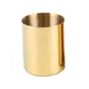 400ml Nordic Style Brass Gold Vase Rostfritt Stål Cylinder Penhållare För skrivbord Arrangörer och Stand Multi Använd penna Pothållare Cup