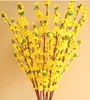 115 cm 200 pcs Cerisier Artificiel Printemps Prune Fleur De Pêche Branche Soie Fleur Arbre Pour La Décoration De Fête De Mariage blanc rouge jaune rose 5 couleur