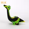 Tubi per fumare mini dinosauri in silicone con tubo di cera, bong in vetro per pipa in vetro con trattamento al platino Cool dab rig