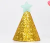 Golden Glitter Birthday Hat with Star Party Baby Shower Decor Headband Photo Props