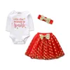 Vestiti per bambini di Natale Abbigliamento per ragazze Pagliaccetto a maniche lunghe Paillettes Gonna a pois Abito Fascia per capelli 3PCS Vestito per bambini Vestiti per bambine per bambini Abiti