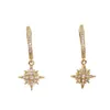 Pendientes de circón de estrella de cristal de declaración de alta calidad, pendientes colgantes de copo de nieve, joyería elegante de 3 colores para fiesta