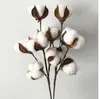 6 cabeças ramo florescer natural algodão artificial plantas floresce ramo para decoração de casamento caseiro decoração de flores falsas