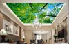 사용자 정의 3D 천장 벽지 녹색 나무 3D 천장 벽지 롤 리빙 룸 입체 3d 벽지 현대 홈 개선