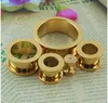 1 Pair Stainless Steel Ear Tunnels Plugs Gold Silver Black Expander Stretcher Ear Gauges Piercing Jewelry