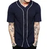 Black Baseball Jersey Homens Manga Curta V Neck Mens Botões Camiseta Homme Homens / Mulheres Macio Hip Hop Respirável Tops