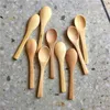 100 Pieces Small Wood Coffee Tea Spoon 13*2.8cm Sugar Salt Jam Mustard Ice Cream Honey Spoons Wooden Handmade Natural Utensils Free Shipping