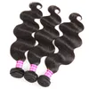 10A Grade Brasiliansk Virgin Hair Rak Mänsklig Hårväv 3 Bundlar 16 tum Body Waves Wefts Remy Hair Extensions Naturfärg Partihandel