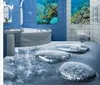 Floor Painting 3D Wallpaper Cobblestone water stone bathroom 3D floor painting floor tiles Self-adhesive PVC Wallpaper243y