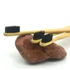 竹歯ブラシ環境携帯用舌クリーナーオーラル衛生ケア柔らかい剛毛木製の歯磨き4色